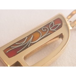 Initial enamel cloisonne brass pendant
