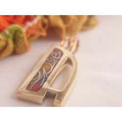 Initial enamel cloisonne brass pendant