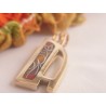 Initial enamel cloisonne brass pendant