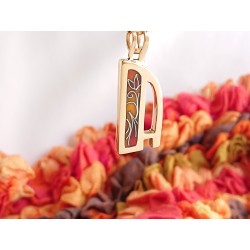 Initial enamel cloisonne brass pendant