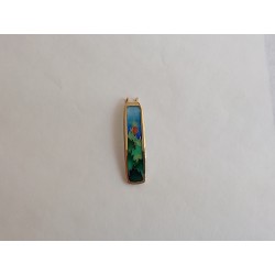 green mountains-scene-brass-enamel-pendant
