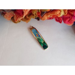 green mountains-scene-brass-enamel-pendant