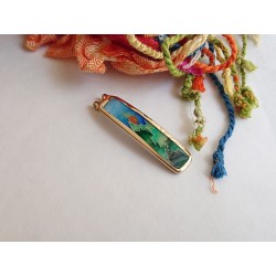 green mountains-scene-brass-enamel-pendant