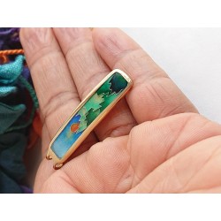 green mountains-scene-brass-enamel-pendant