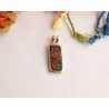 Fall leaves enamel brass pendant