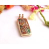 Fall leaves enamel brass pendant