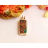 Fall leaves enamel brass pendant