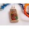 Fall leaves enamel brass pendant